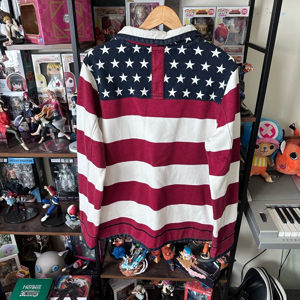 Fat Face Airlie Red White Stripe Americana Rugby Pullover Quarter Zip Men’s M - Picture 4 of 7